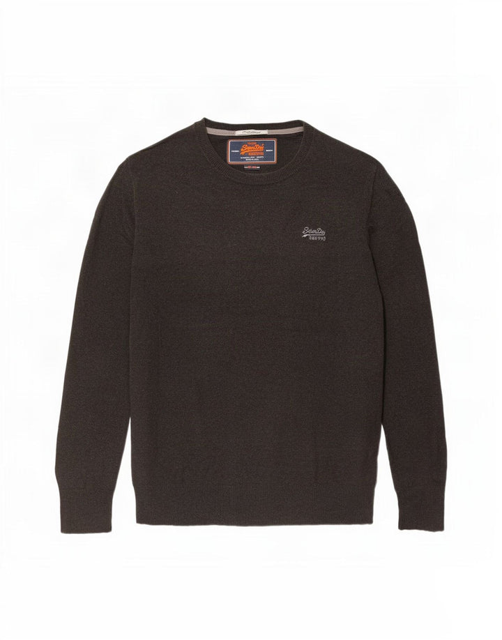 Superdry Sweater med rund hals til mænd Stor brun bomuld