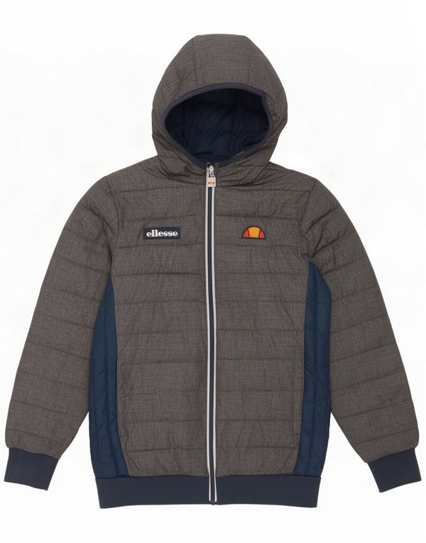 Ellesse drenge hættepolstret jakke 12-13 år Grå farveblok nylon