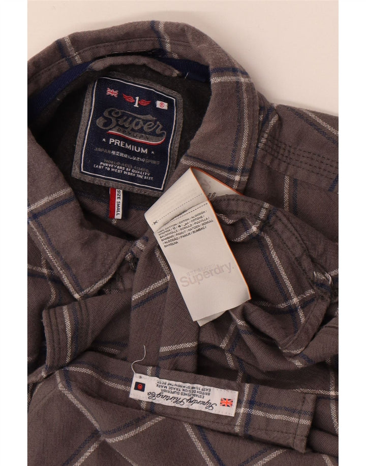 Superdry Flanelskjorte til mænd, lille grå ternet bomuld