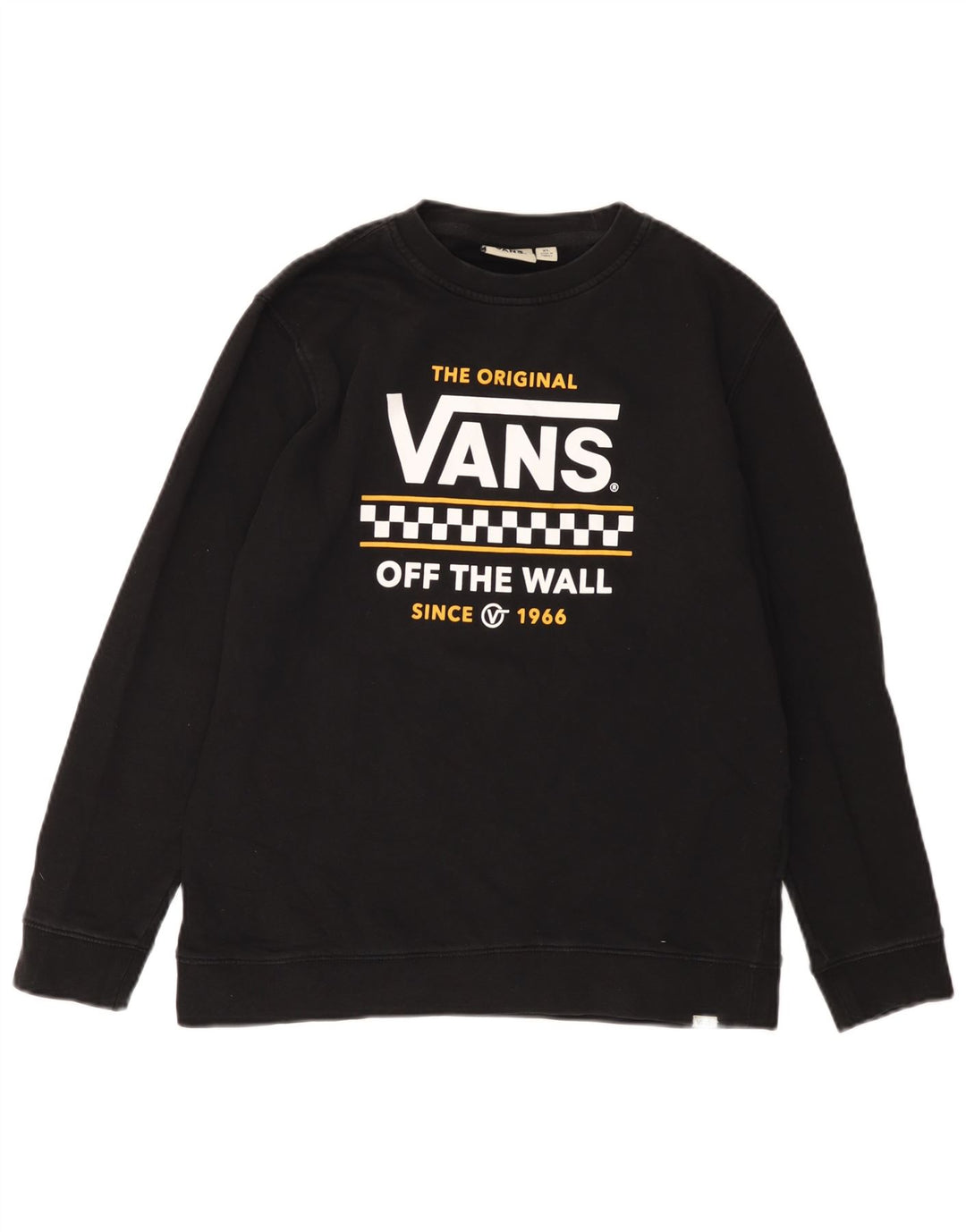 VANS Dame Off The Wall Grafisk Sweatshirt Jumper UK 18 XL Sort Bomuld