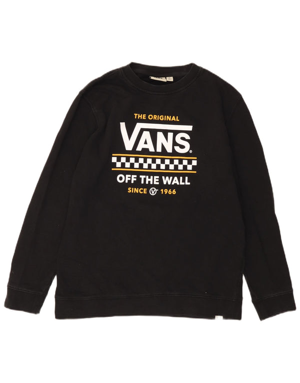 VANS Dame Off The Wall Grafisk Sweatshirt Jumper UK 18 XL Sort Bomuld