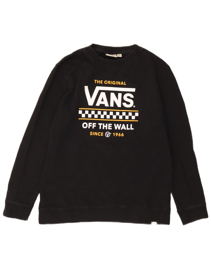 VANS Dame Off The Wall Grafisk Sweatshirt Jumper UK 18 XL Sort Bomuld