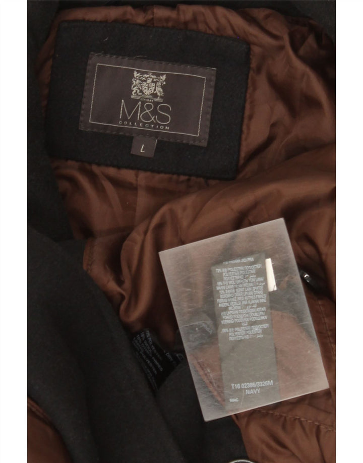 Marks & Spencer Herre Pea Coat UK 40 Large Black Polyester