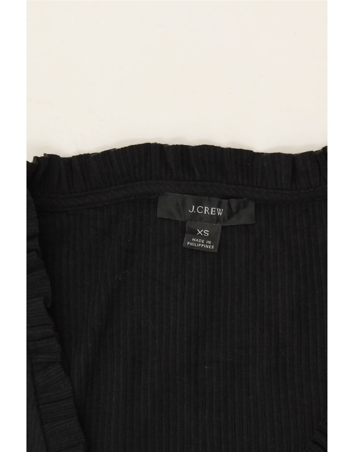 J. CREW Womens Ruffle Front Top Long Sleeve UK 6 XS Black Cotton Vintage J. Crew and Second-Hand J. Crew from Messina Hembry 