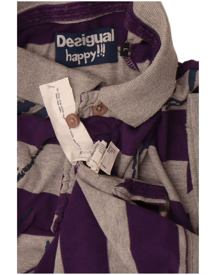 Desigual Herre grafisk poloshirt Stor gråstribet bomuld