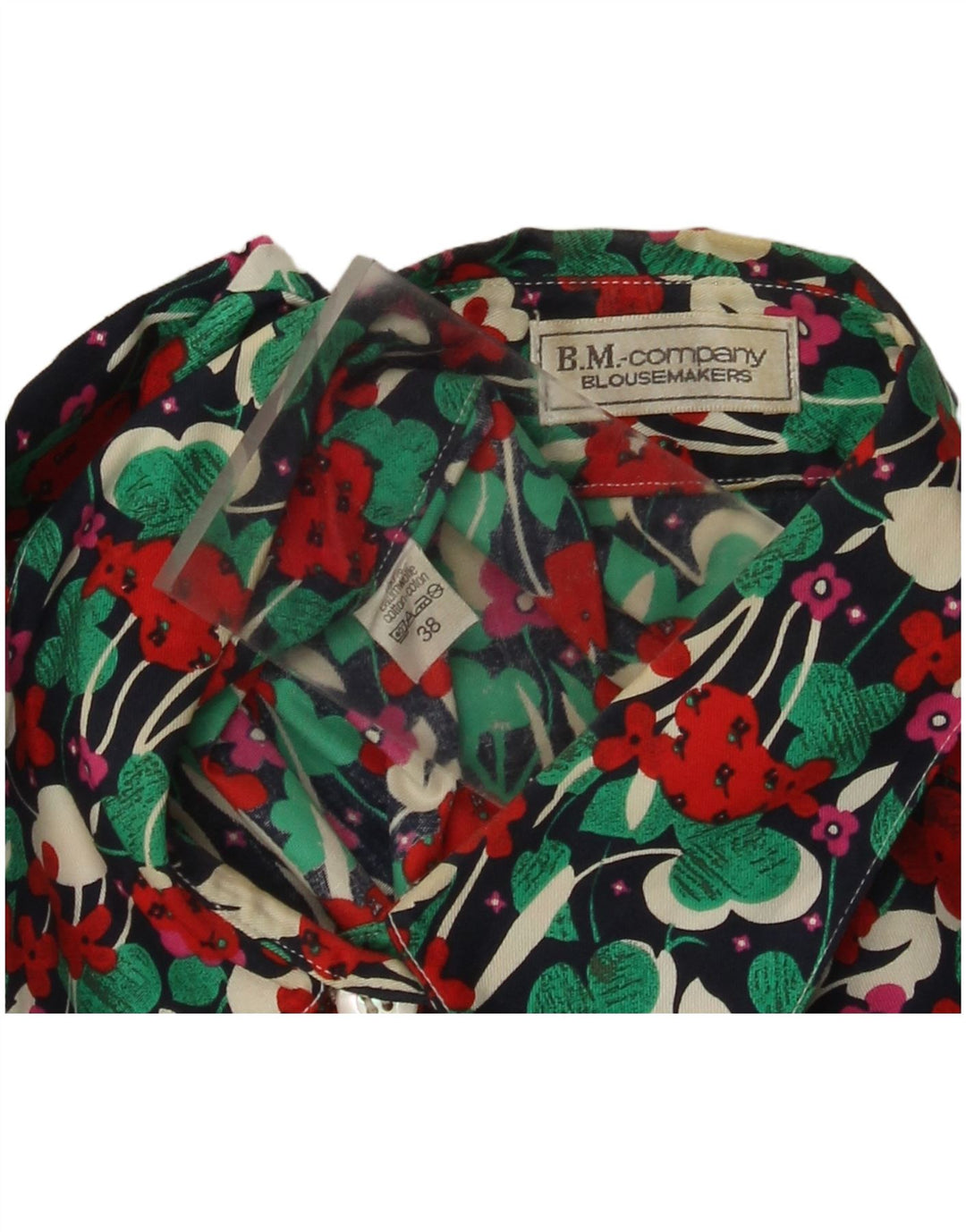 Vintage kvinders kortærmet skjortebluse EU 38 Medium Multicolored Floral