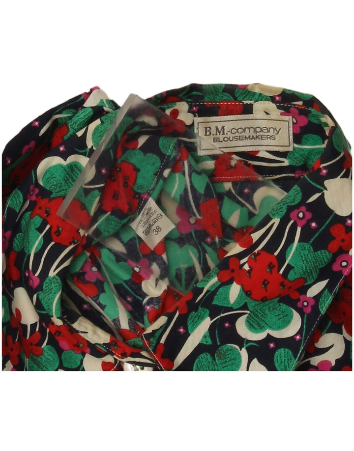 Vintage kvinders kortærmet skjortebluse EU 38 Medium Multicolored Floral