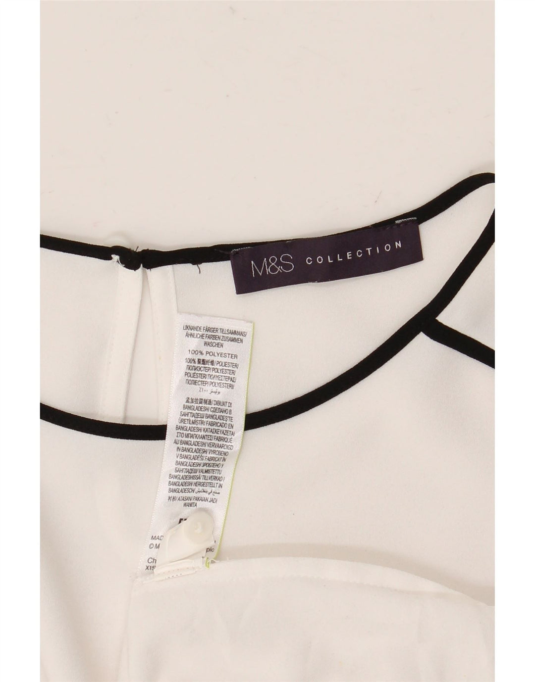 Marks & Spencer Dame Langærmet Bluse Top UK 12 Medium White Polyester