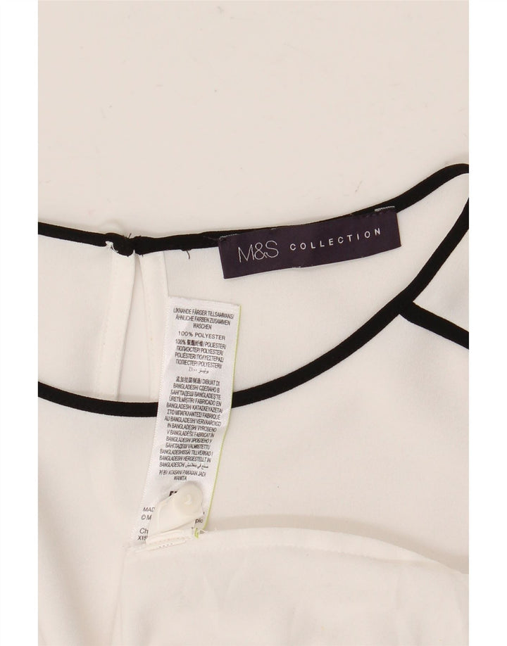 Marks & Spencer Dame Langærmet Bluse Top UK 12 Medium White Polyester
