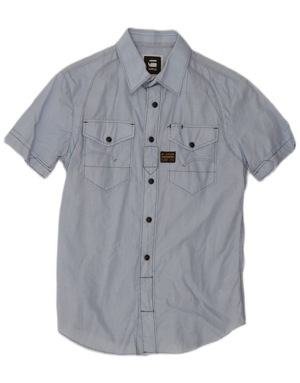 G-Star Mens Graphic Short Sleeve Shirt Small Blue Cotton