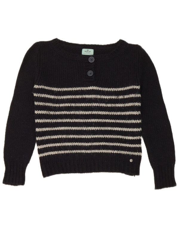 Replay Drenge Boat Neck Jumper Sweater 10-11 år Marineblå Stribet akryl