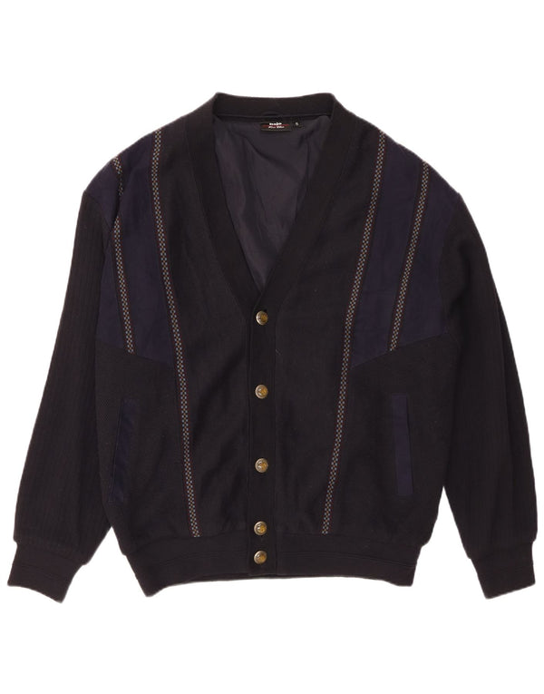 Hajo Herre Cardigan Sweater IT 50 Medium Navy Blue Colourblock Akryl