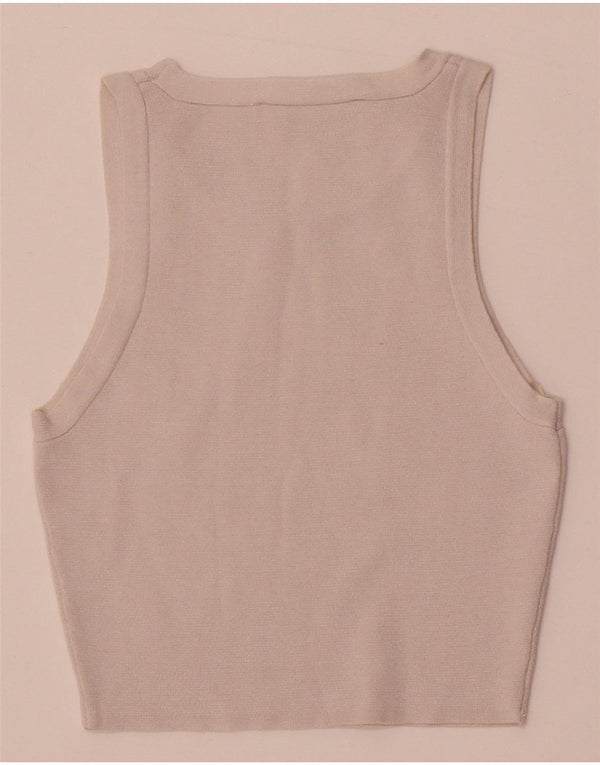 Zara Womens Crop Vest Top UK 4 XS White Viscose