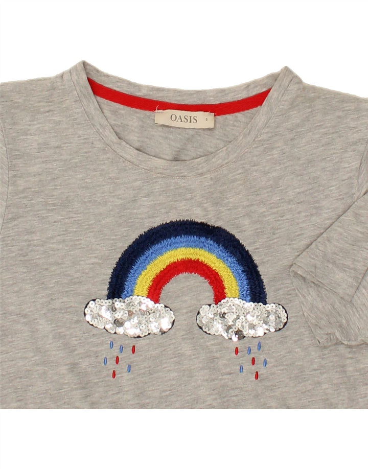 OASIS Womens Rainbow Oversized Graphic T-Shirt Top UK 10 Small Grey Vintage Oasis and Second-Hand Oasis from Messina Hembry 