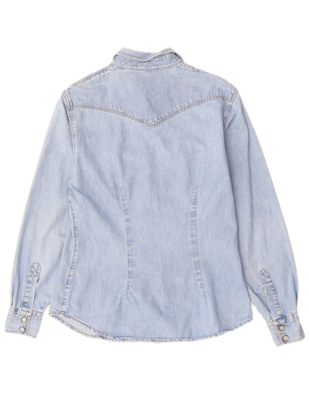 Benetton Dame Denim Shirt UK 10 Small Blue Cotton