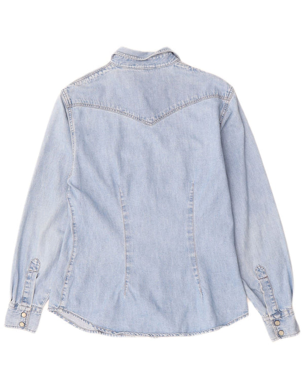 Benetton Dame Denim Shirt UK 10 Small Blue Cotton
