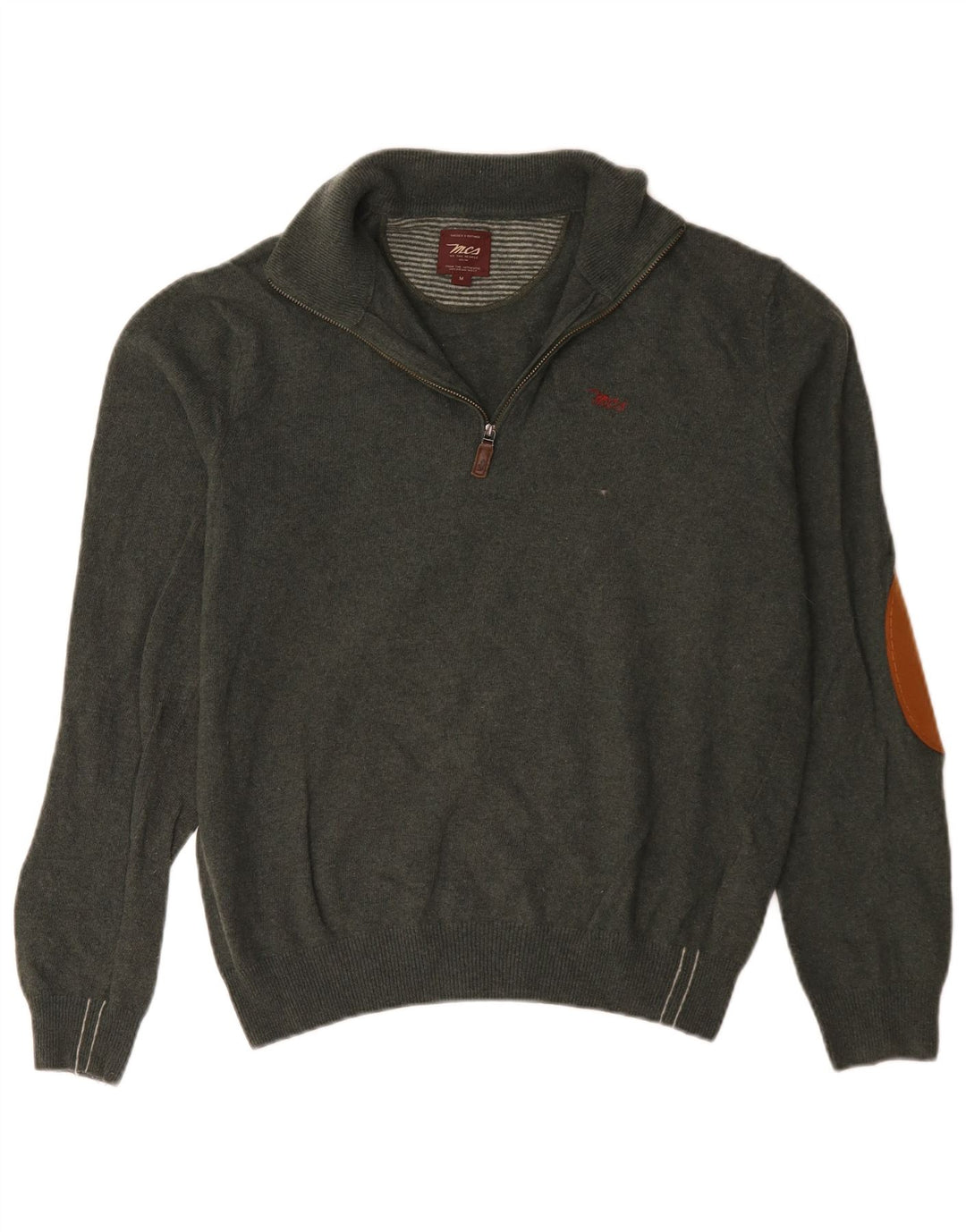 Marlboro Classics Herre Zip Neck Jumper Sweater Medium Grøn Uld