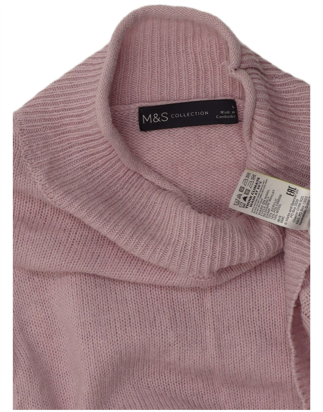 Marks & Spencer Dame Turtle Neck Jumper Sweater UK 16 Large Pink