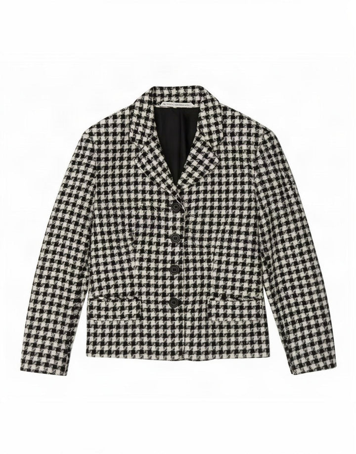 Marks & Spencer Dame 4-knaps blazerjakke UK 14 Large Black Houndstooth