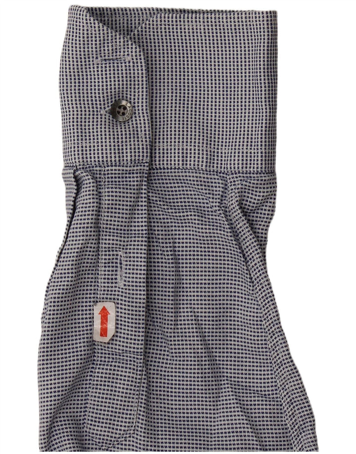 Lacoste Herre Ternet skjorte størrelse 40 Medium Blue Houndstooth Bomuld Classic