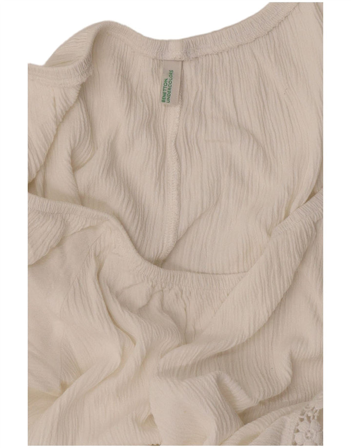Benetton Dame Bluse Top UK 18 XL Hvid