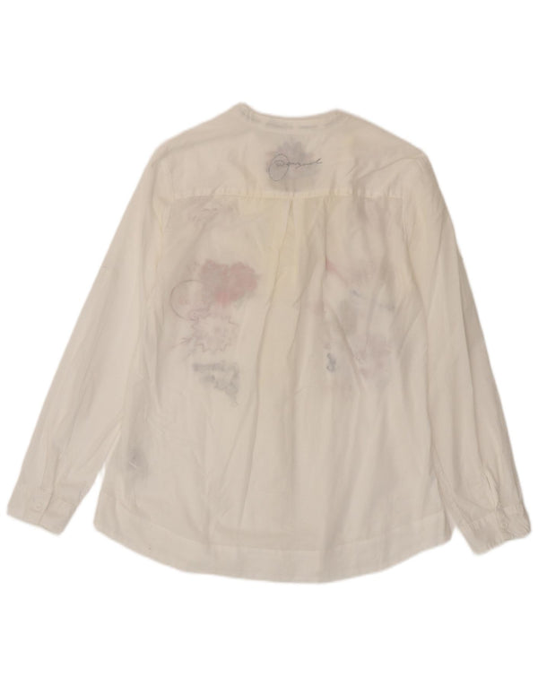 Desigual Dame Grafisk Langærmet Bluse Top UK 14 Large White Floral