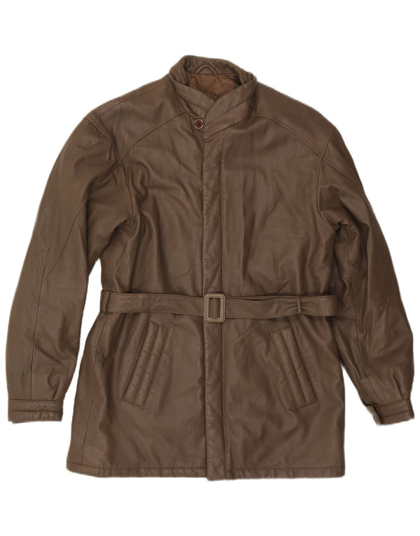 VINTAGE Læderjakke til mænd IT 48 Medium Brun Læder