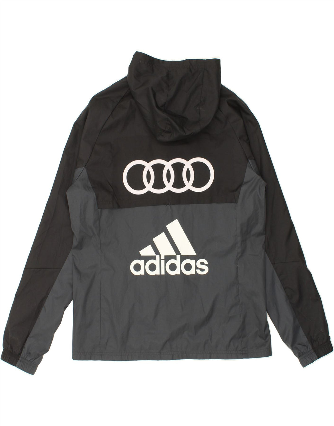 ADIDAS Grafisk regnjakke med hætte til mænd UK 38 Medium Black Colourblock