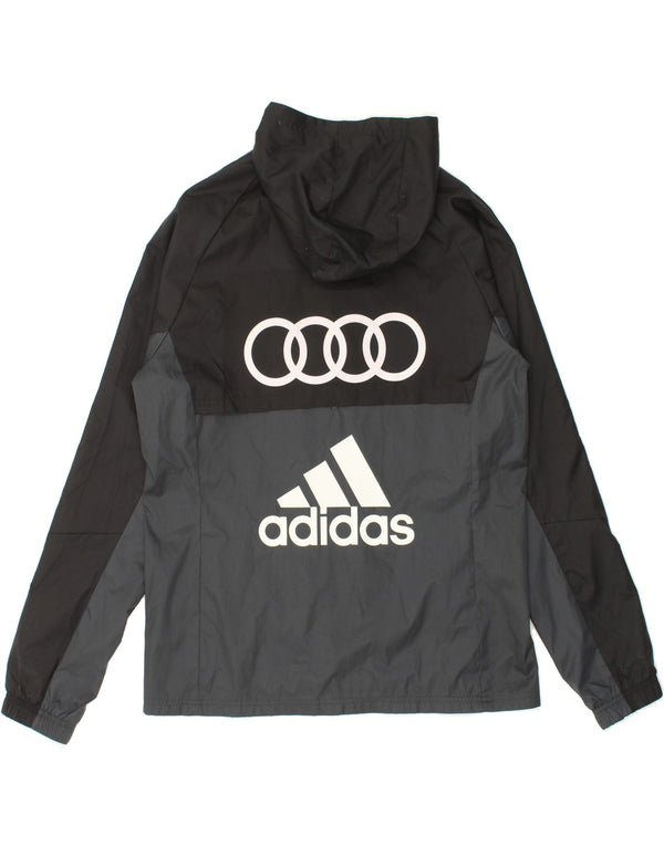 ADIDAS Grafisk regnjakke med hætte til mænd UK 38 Medium Black Colourblock