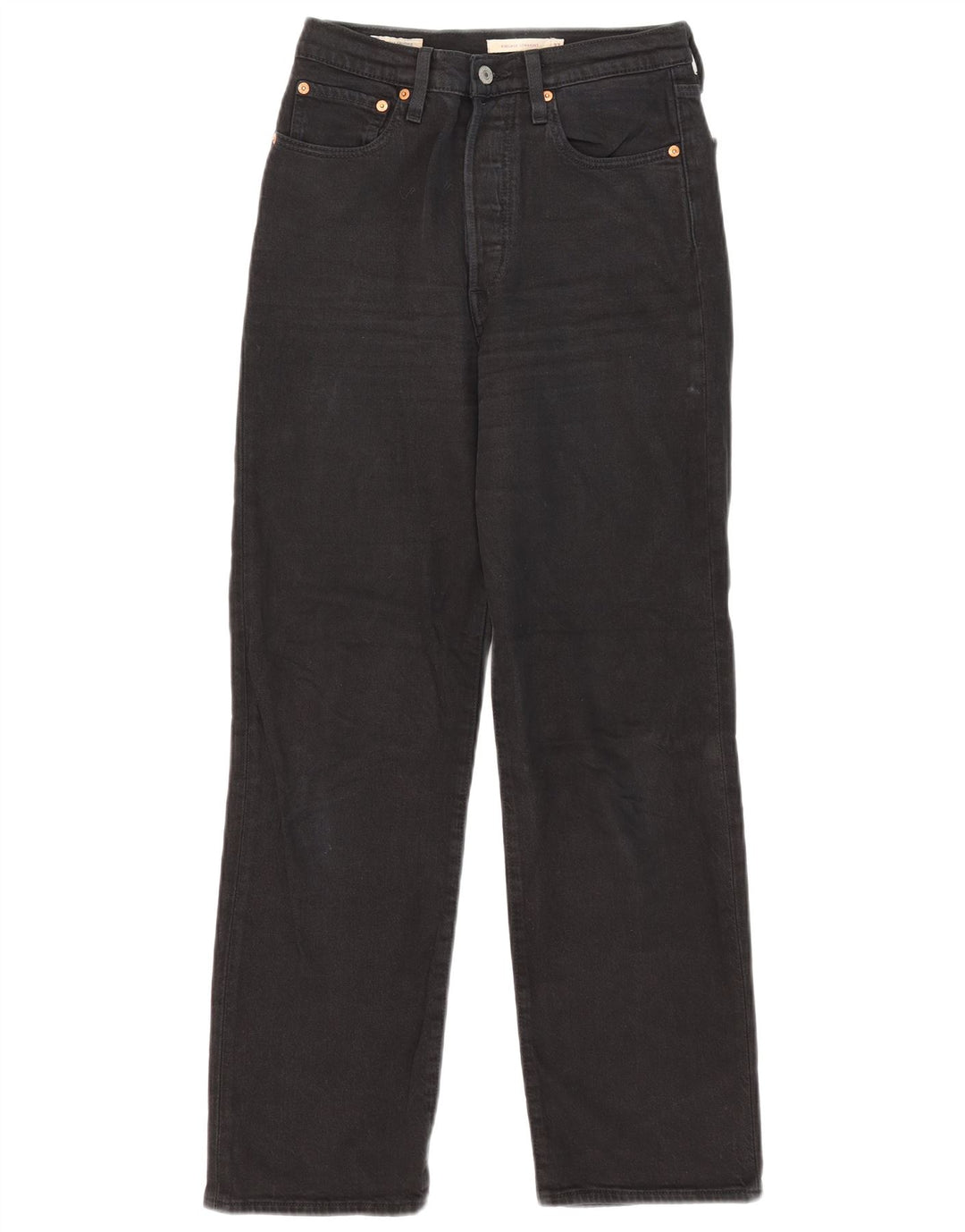 Levi's Dame Ribcage Straight Jeans W27 L29 Sort Bomuld
