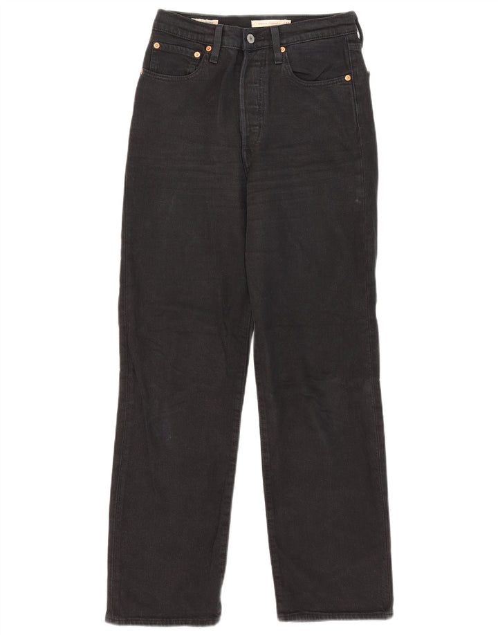 Levi's Dame Ribcage Straight Jeans W27 L29 Sort Bomuld