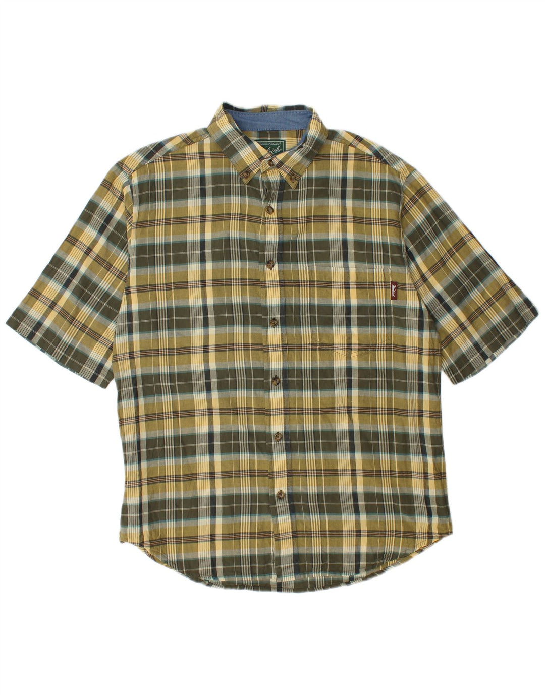 Woolrich Kortærmet Herreskjorte Medium Khaki Ternet Bomuld