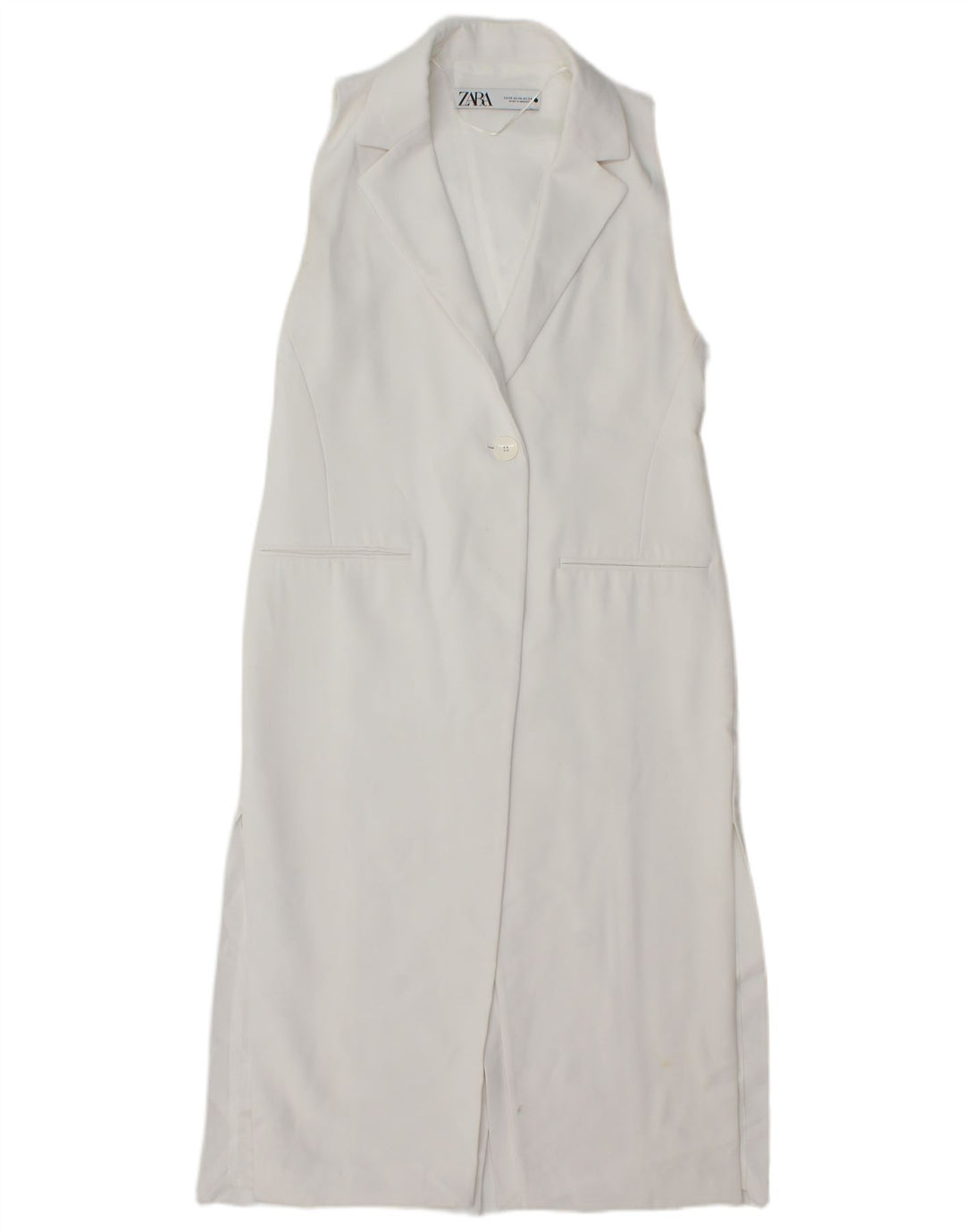 Zara Womens Regular Longline vest UK 6 XS Hvid