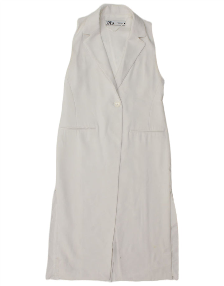 Zara Womens Regular Longline vest UK 6 XS Hvid