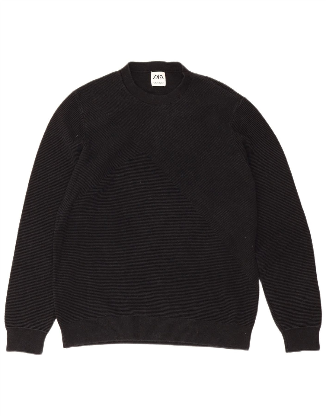 Zara Herre sweater med rund hals, medium sort bomuld