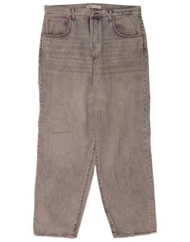 Zara Straight Jeans til mænd EU 44 Large W34 L30 Grå Bomuld