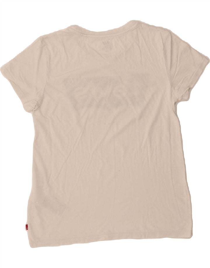 LEVI'S Womens Graphic T-Shirt Top UK 10 Small White Cotton Vintage Levi's and Second-Hand Levi's from Messina Hembry 
