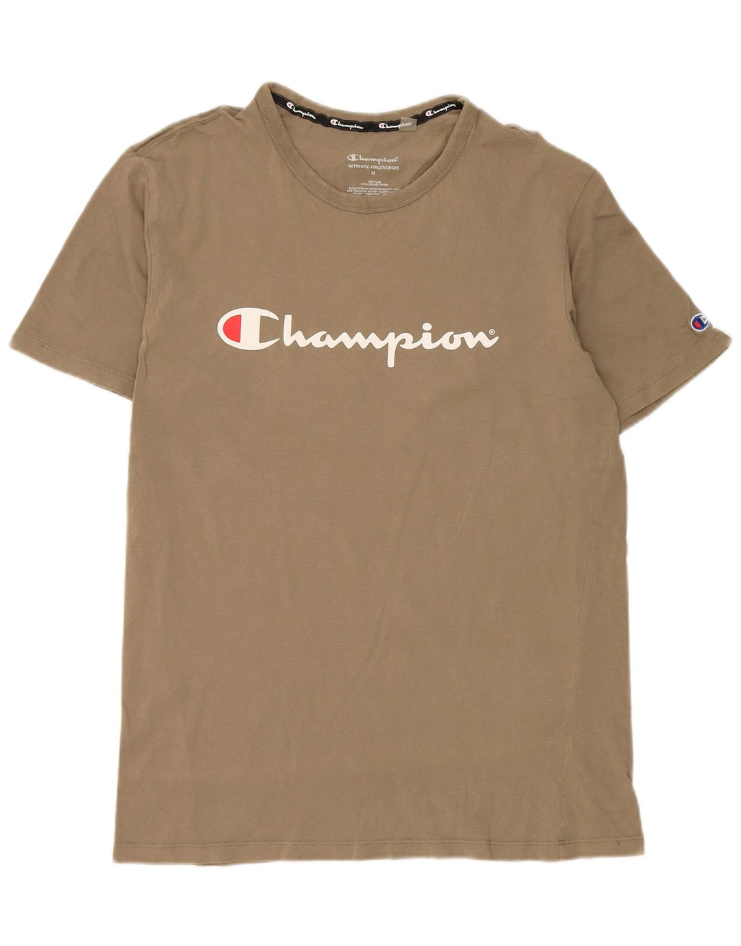Champion Herre grafisk T-shirt Top Medium Khaki Bomuld