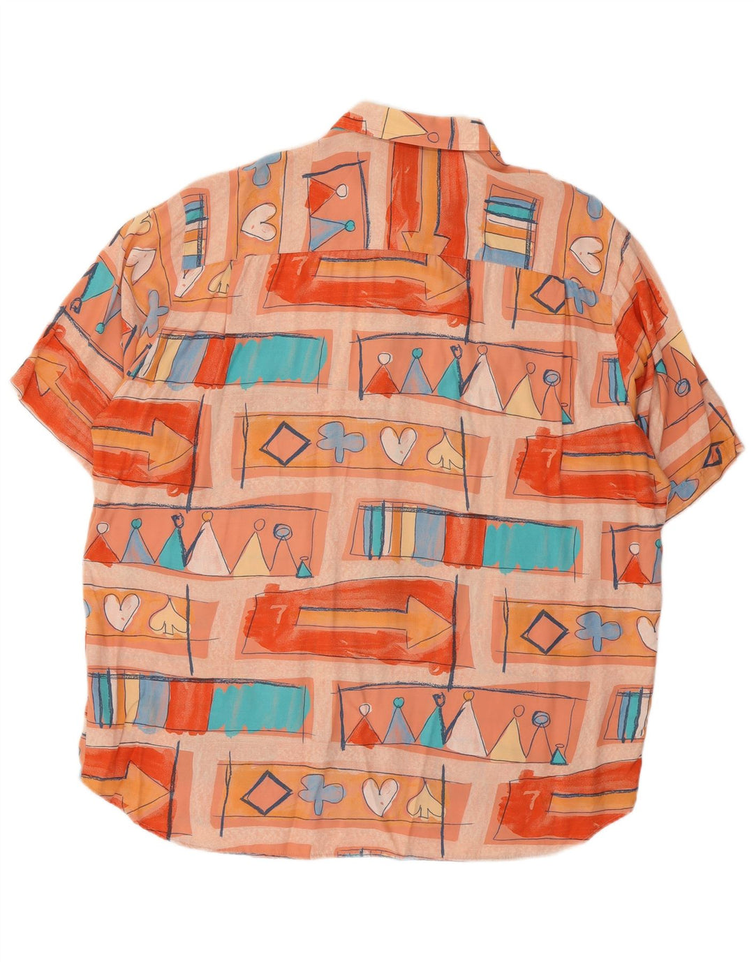 NAZZARENO G. Mens Short Sleeve Shirt XL Multicoloured Geometric