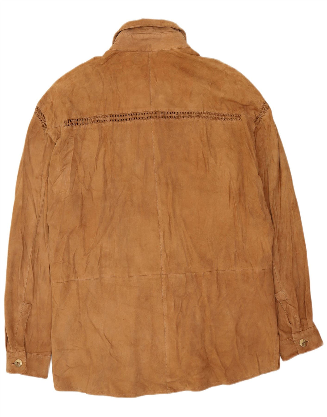 Vintage Dame Overshirt Ruskindsskjorte UK 14 Medium Beige Læder