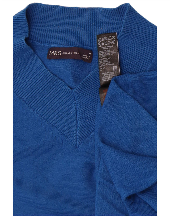Marks & Spencer Dame V-hals sweater UK 14 Medium Blue Viscose