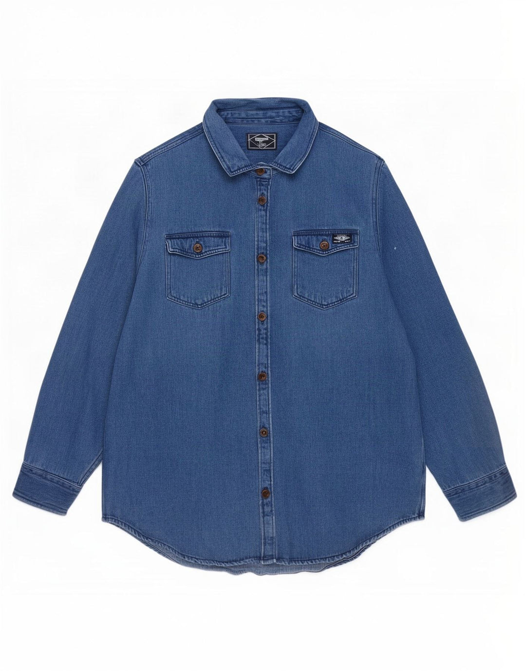 Superdry Dame Denim Shirt UK 16 Large Blue Cotton