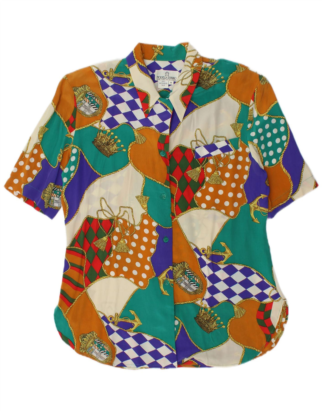 FIORELLA RUBINO skjortebluse til kvinder UK 14 Medium Flerfarvet Patchwork