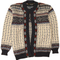 Icelandia Womens Open Cardigan Sweater UK 14 Medium Off White Fair Isle