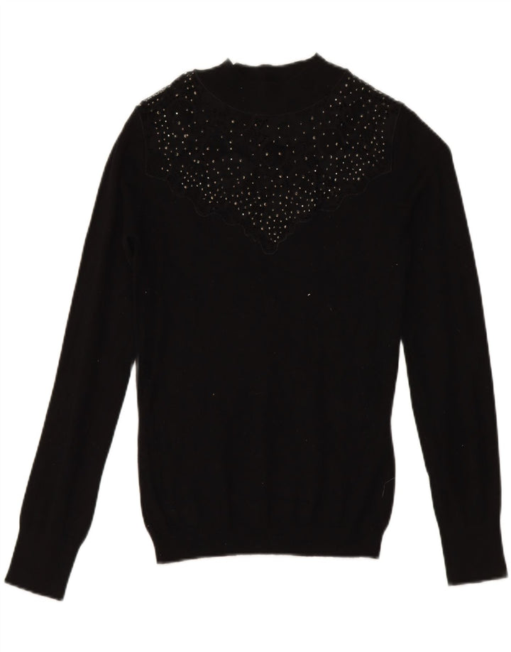 LIPSY Womens Turtle Neck Jumper Sweater UK 12 Medium Black Viscose Vintage Lipsy and Second-Hand Lipsy from Messina Hembry 