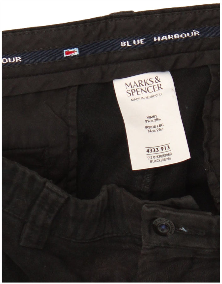 Marks & Spencer Herre Blue Harbor Capri Bukser W36 L23 Sort Bomuld