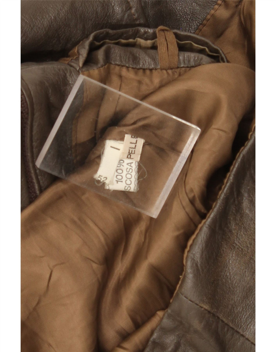 VINTAGE Herre Læderjakke IT 52 XL Brunt Læder