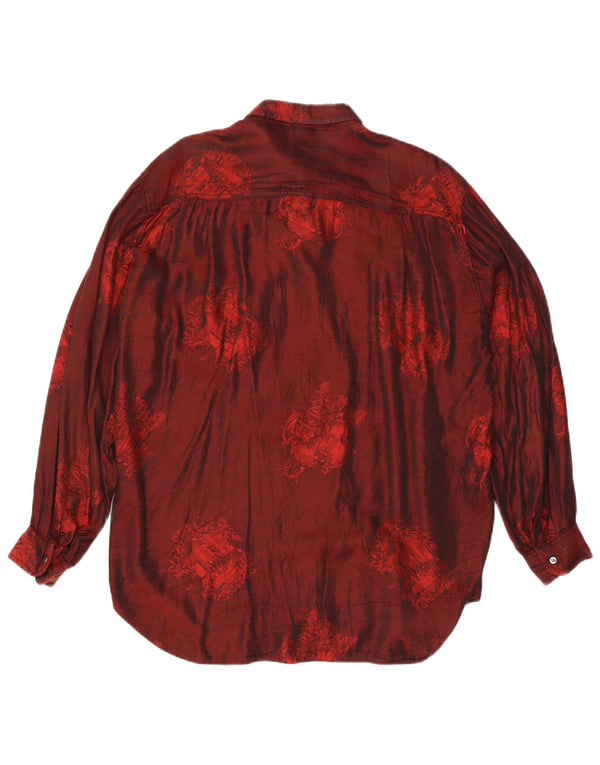 CLINIQUE Herre By Riccardo Bini skjorte Medium Burgundy Floral Acetate