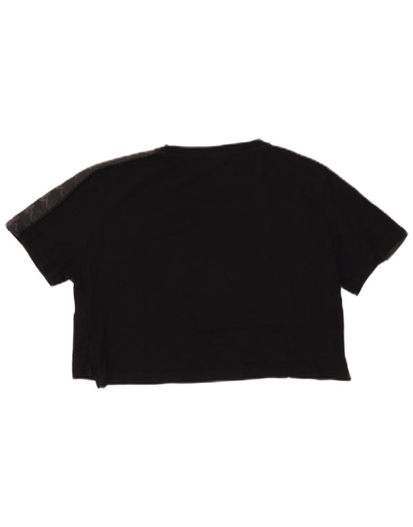 Kappa Womens Crop Oversized grafisk T-shirt top UK 6 XS Sort bomuld