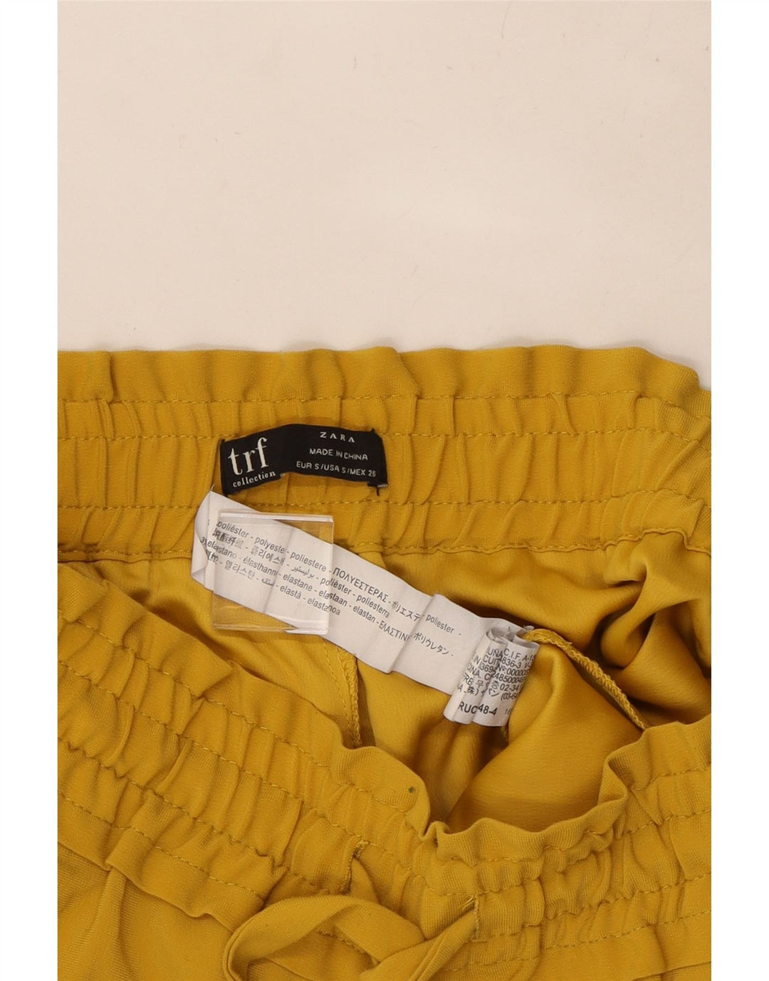 ZARA koniske cropped bukser til kvinder Small W26 L25 gul polyester